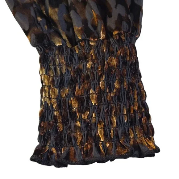 Tahari Women's Black Burnout Velvet Long Sleeve Dress Size M Sample Dress - Picture 3 of 7